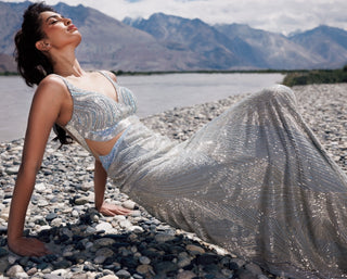 Icy blue cut-out gown