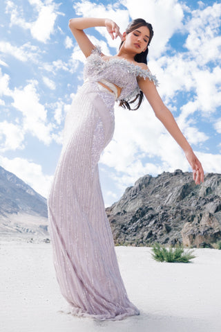 Metallic Lilac Cut-Out Gown L / Purple / Women Metallic Lilac Cut-Out Gown L / Purple / Women