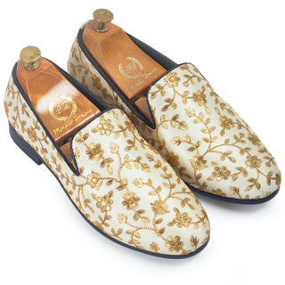 Beige swarnam slip-ons