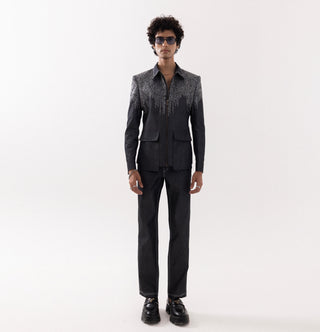 Jacket special occasion -  Gray Bomber Smoke Canvas by Paarsh