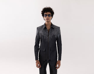 Jacket special occasion -  Gray Bomber Smoke Canvas by Paarsh