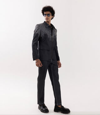 Jacket special occasion -  Gray Bomber Smoke Canvas by Paarsh
