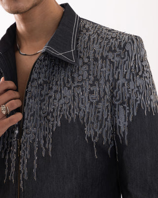 Jacket special occasion -  Gray Bomber Smoke Canvas by Paarsh