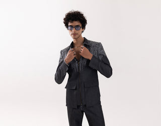 Jacket special occasion -  Gray Bomber Smoke Canvas by Paarsh