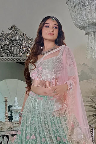 Green jezebel lehenga set