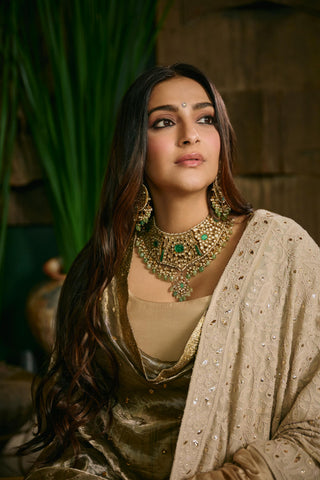 Anarkali Set Indian Wedding - Beige swarnima by Itrh