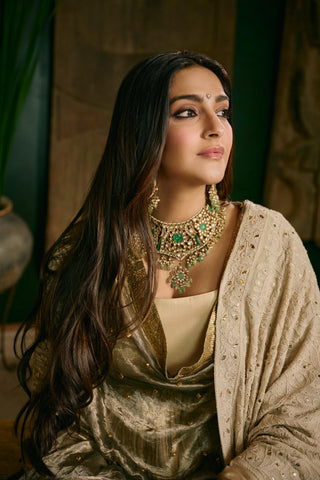 Anarkali Set Indian Wedding - Beige swarnima by Itrh