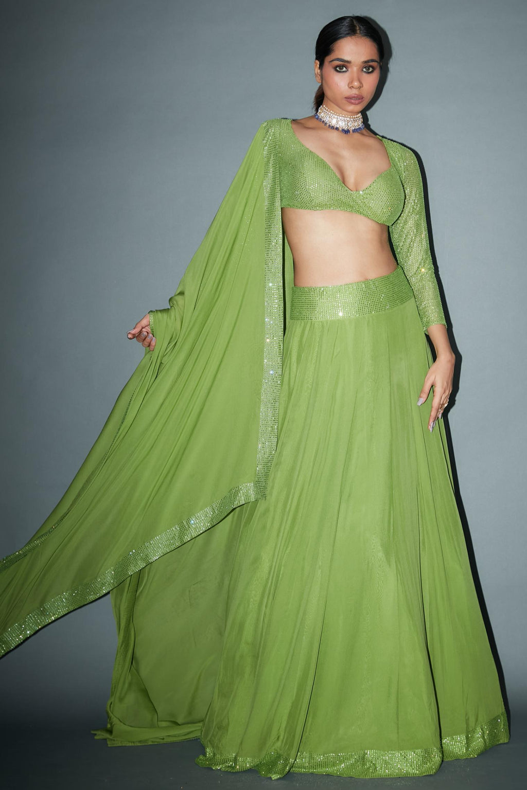 Green bashemath diwali jaaneman lehenga set - Itrh | Mrs. G