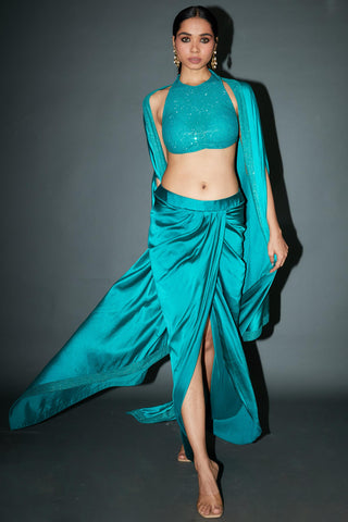 Green sabrinna diwali jaaneman cape set