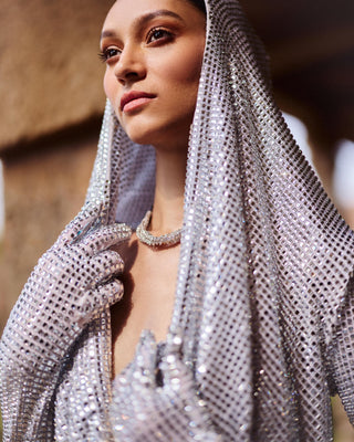 Tara silver hood natak dress