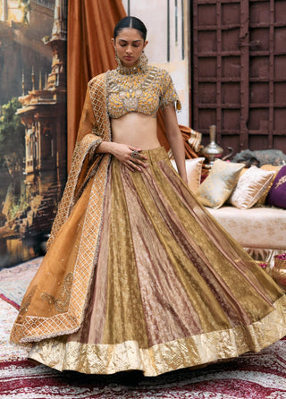 Lehenga with Corset Indian Wedding – Gold Pravarnika Ensemble by Itrh