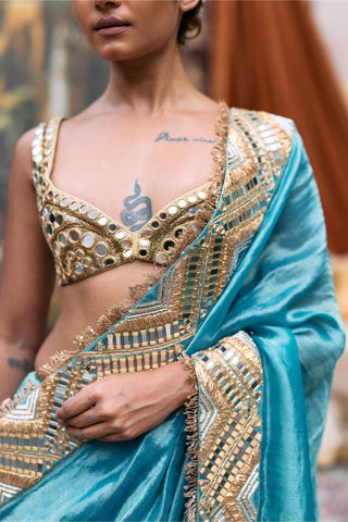 Saree Set for Indian Wedding – Blue Neelima by Itrh