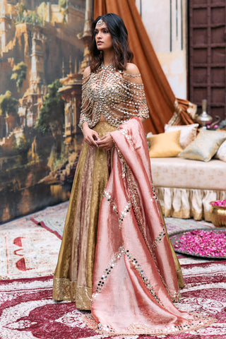 Lehenga Set Indian Wedding – Gold Pravarnika Mirror Harness by Itrh