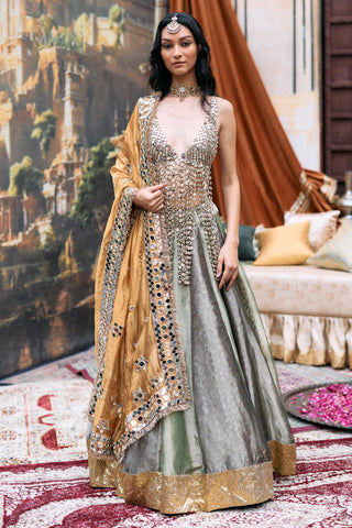 Lehenga Set Indian Wedding – Green Harini Set-B by Itrh