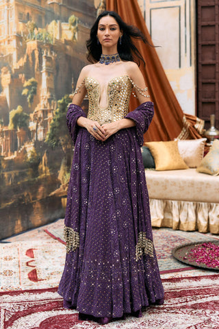 Lehenga set Indian Wedding – Purple Yamini by Itrh