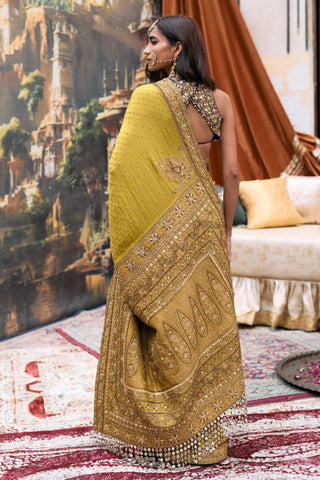 Saree Set For Wedding Ceremony – Yellow Jadau Arundhati by Itrh