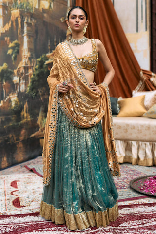 Lehenga Set Indian Wedding - Blue Mayurangi Ensemble by Itrh