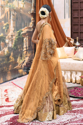 Lehenga with Corset Indian Wedding – Gold Pravarnika Ensemble by Itrh