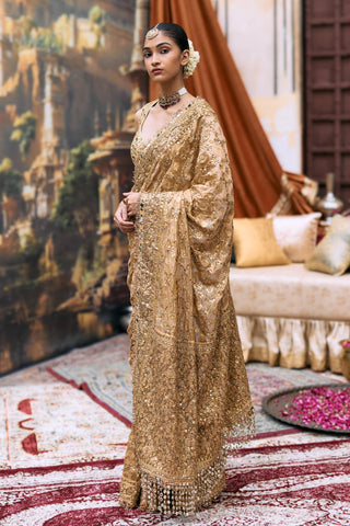 Crushed Tissue Saree Indian Wedding – Yellow Svarnaalata by Itrh