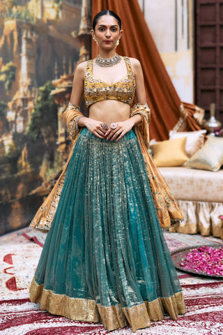 Lehenga Set Indian Wedding - Blue Mayurangi Ensemble by Itrh