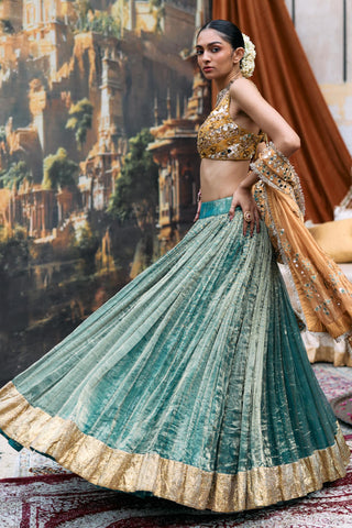 Lehenga Set Indian Wedding - Blue Mayurangi Ensemble by Itrh