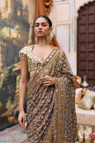 Crushed Tissue Saree Indian Wedding – Purple Patralekha by Itrh