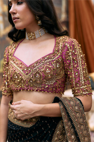 Saree Set For Wedding Ceremony – Black Jadau Chandini by Itrh