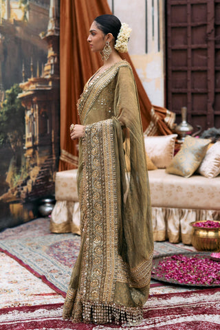 Crushed Tissue Saree Indian Wedding – Green Tarangini by Itrh