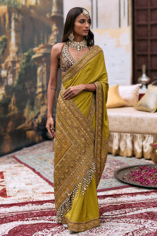 Saree Set For Wedding Ceremony – Yellow Jadau Arundhati by Itrh