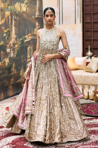 Lehenga set Indian Wedding – Silver Couture Mridula by Itrh