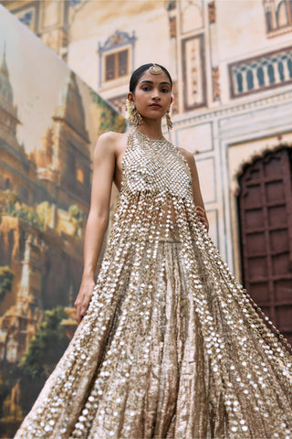 Lehenga with tunic Contemporary Wear – Silver Couture Mridula by Itrh