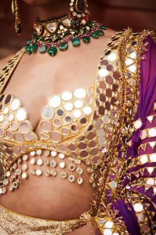 Silver chandi sona halftone naach lehenga set