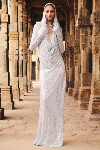 Tara silver hood natak dress