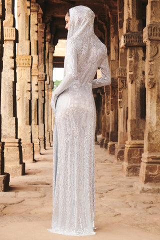 Tara silver hood natak dress