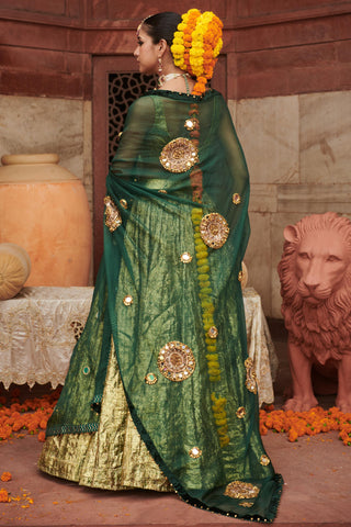 Green pushp lampi naach lehenga set