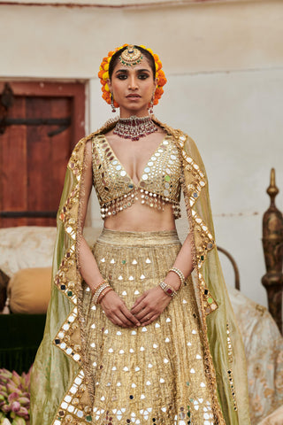Gold chand aayna naach lehenga set
