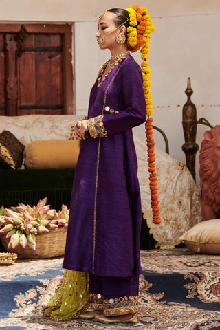 Purple arghwani naach suit
