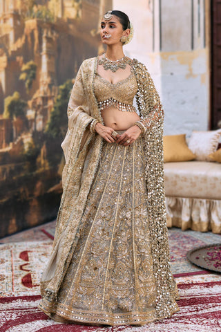 Lehenga set Indian Wedding - Gold Mangalmurti with Jaal by Itrh