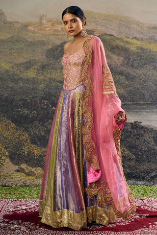 Lehenga Indian Wedding - Pink Rangoli Zari Lehenga by Itrh
