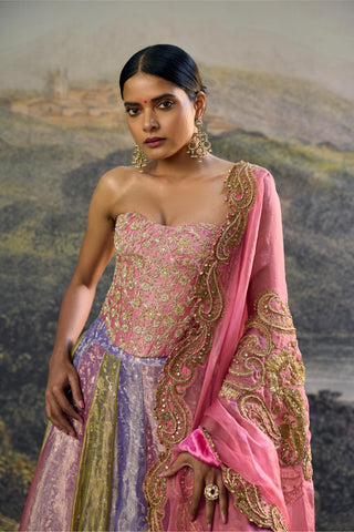 Lehenga Indian Wedding - Pink Rangoli Zari Lehenga by Itrh