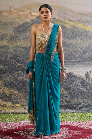 Saree Indian Wedding - Blue Nalini Saree by Itrh
