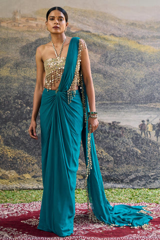 Saree Indian Wedding - Blue Nalini Saree by Itrh