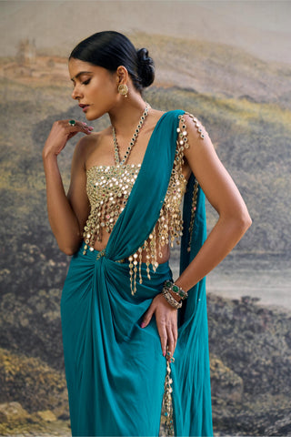 Saree Indian Wedding - Blue Nalini Saree by Itrh