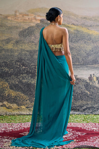 Saree Indian Wedding - Blue Nalini Saree by Itrh