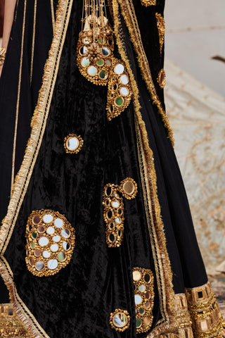 Black sheesh shyama naach lehenga set