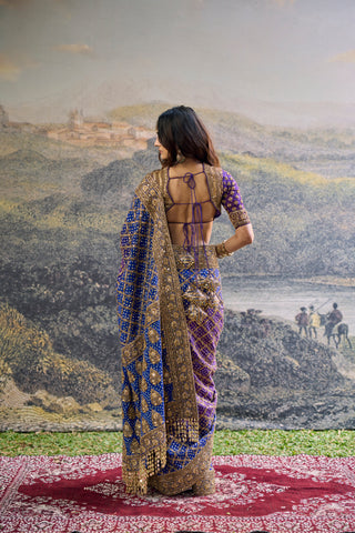 Ombre Saree for Indian Wedding - Purple Polki Advay Ombre Saree Set by Itrh at Mrs. G