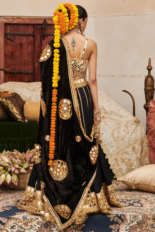 Black sheesh shyama naach lehenga set