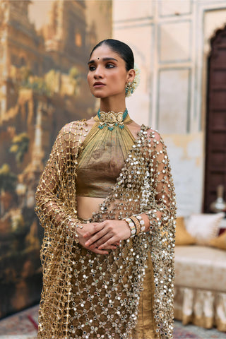 Lehenga Set Indian Wedding - Brown Mandira with Sheeshya Veil by Itrh