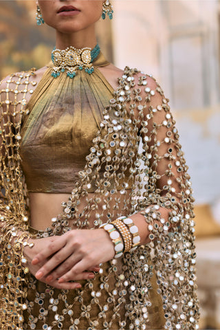 Lehenga Set Indian Wedding - Brown Mandira with Sheeshya Veil by Itrh