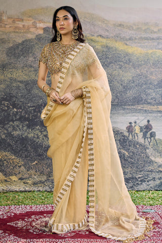 Saree Indian Wedding - Yellow Kahani Organza Saree by Itrh